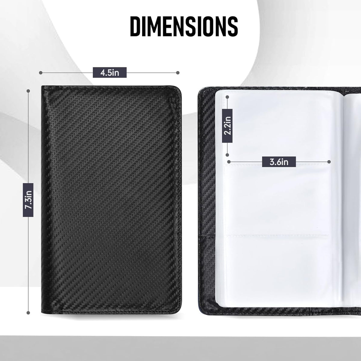 300 Business Cards Holder, 50 Pages Gift Card Holder, Professional PU Leather Credit Cards Organizer Wallet, Portable Name Card Booklet Folder Sleeves, Men Women & Office Supplies, Carbon Fiber Black