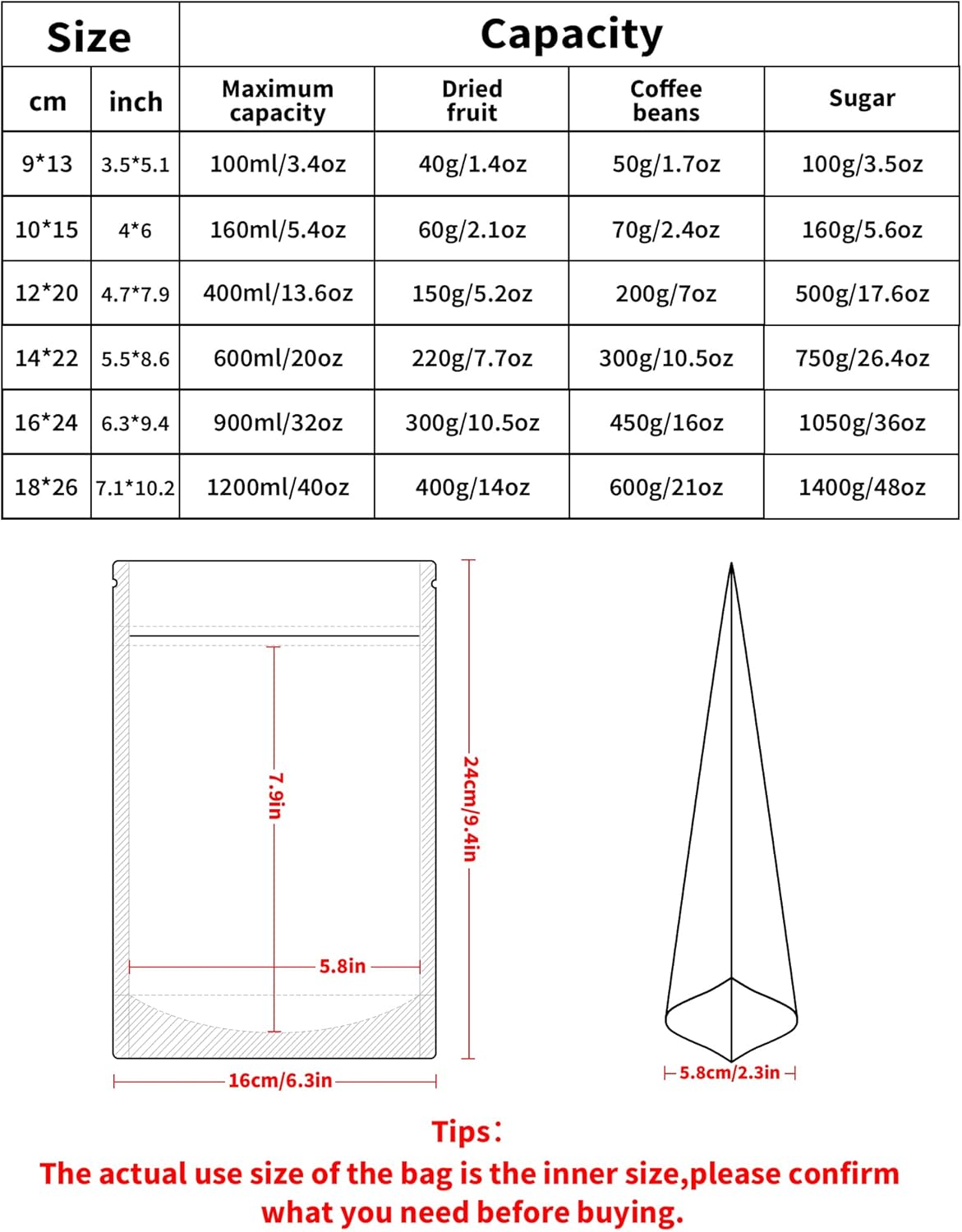 100 Pack Resealable Stand Up Bags,6.3" x 9.4" Smell Proof Pouch Sealable Foil Pouch Bags for Packaging (Red)