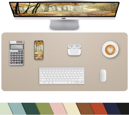 Non-Slip Desk mat,PULeather Desk Pad Protector, Office Desk Mat, Large Mouse Pad,Desk Blotter, Laptop Desk Pad, Waterproof Desk Writing Pad for Office and Home (Apricot, 35.4" x 17")