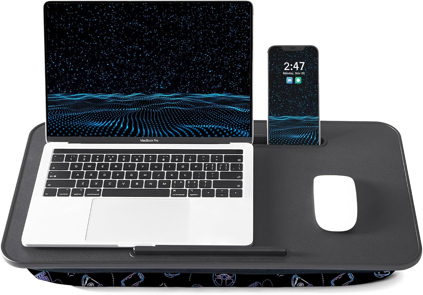 Lap Desk - Portable Laptop Stand & Stand, Fits Up to 17.3 in, Washable Cushion, Built-in Phone Holder & Mouse Pad - Gaming, Eating, Writing, Working on Bed, Couch,Floor - L.DOCTOR(Large, Gaming Accs)