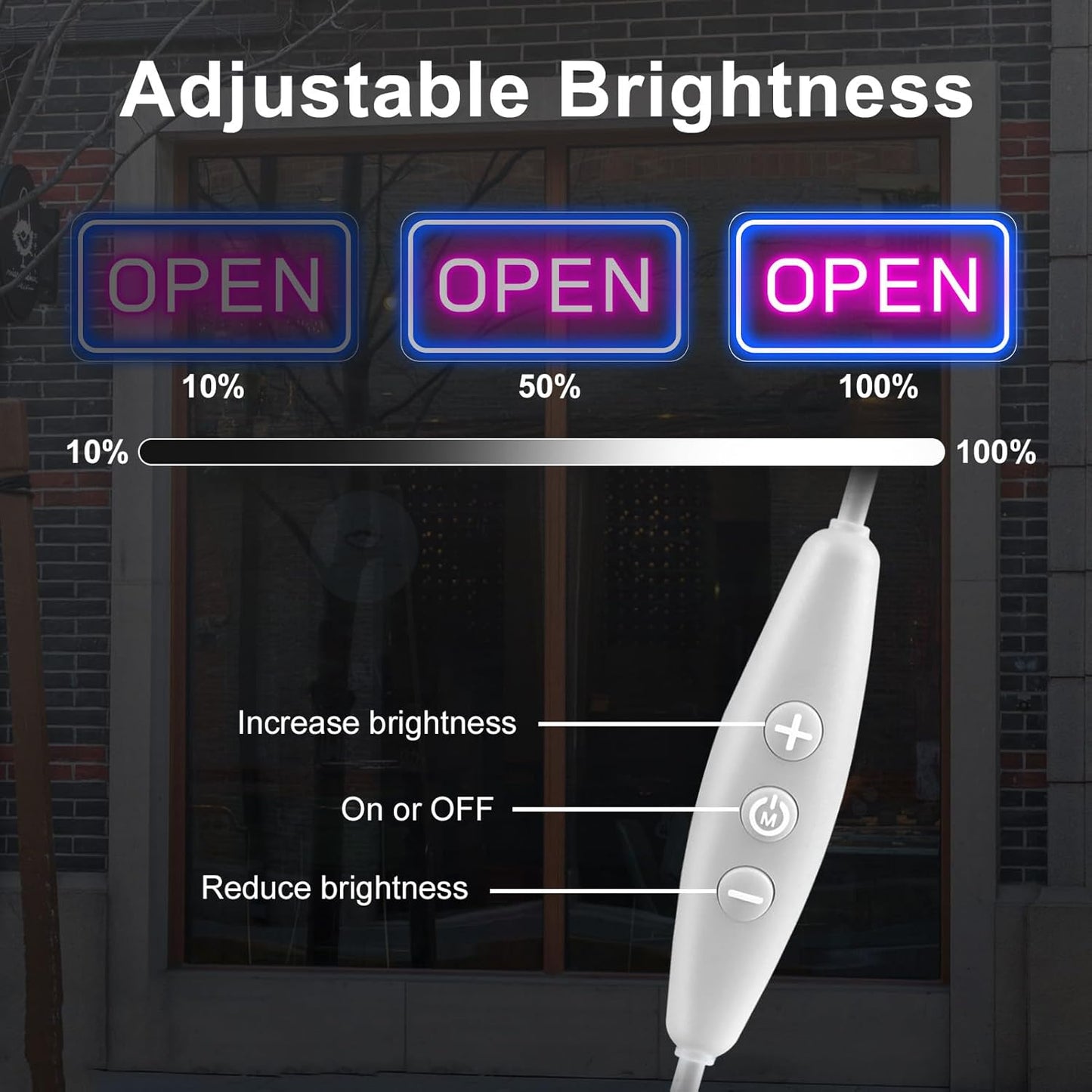 Neon Open Signs for Business, 16''x 9'' LED Open Sign, Super Bright Open Neon Sign (Blue&Pink), with ON/OFF Switch & Adapter, Neon Light Up Sign for Window Party Wall Bars Coffee Club Hotel