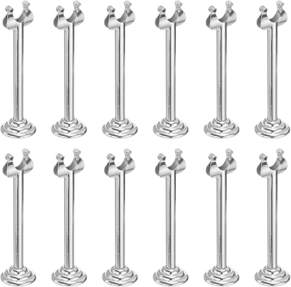 MECCANIXITY 12Pcs Table Number Holder 3.15 Inch Place Card Holder Picture Holders Silver Table Sign Holders for Wedding Anniversary Birthday Party