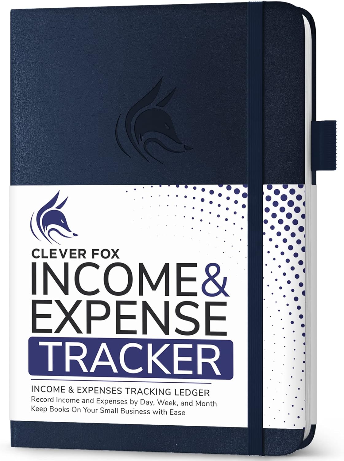 Clever Fox Income & Expense Tracker – Accounting & Bookkeeping Ledger Book for Small Business – 1-Year Record Notebook, A5 (Dark Blue)
