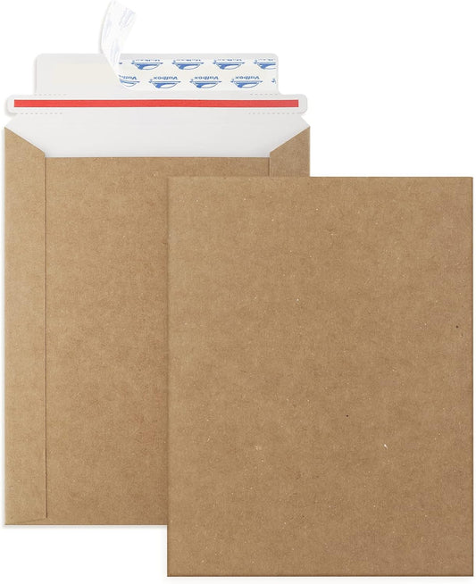 ValBox 6x8 Self Seal Photo Document Mailers 25 Pack Stay Flat Brown Cardboard Envelopes, 6.25 x 8.25 Inches