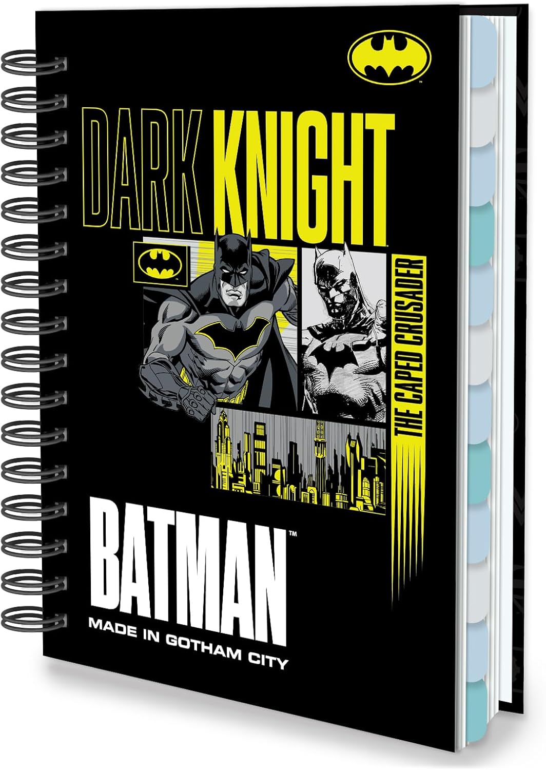 Super Hero Academic Planner, Weekly Monthly Daily Agenda, Custom Date Organizer for Time Management, Spiral Bound Notebook with Colorful Tabs,Datebooks for Student, Adult(Black Gold)