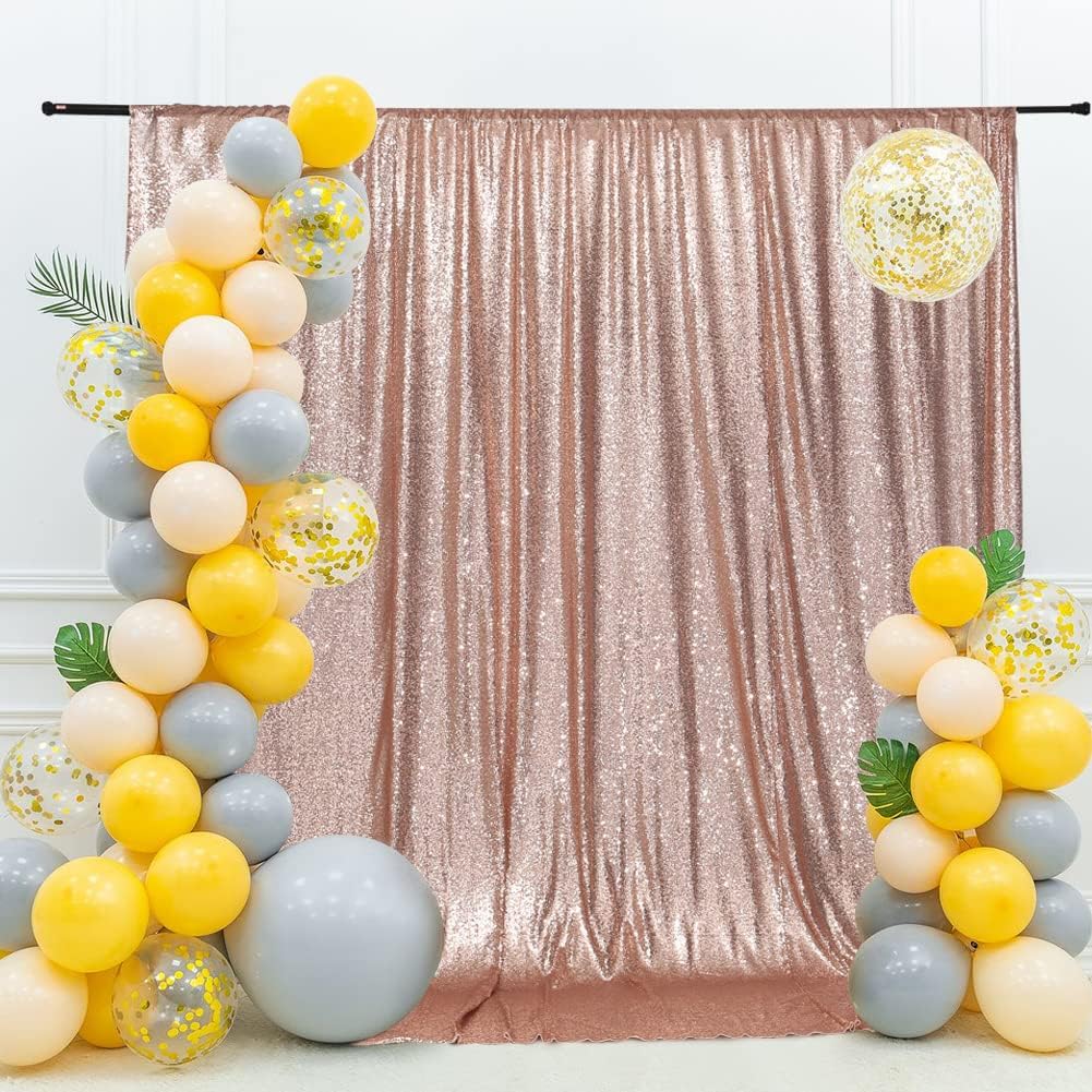 Eternal Beauty Rose Gold Sequin Backdrop, 10x10 Ft Glitter Background Curtains for Shimmer Photography Party Wedding Birthday Back Drop Decor
