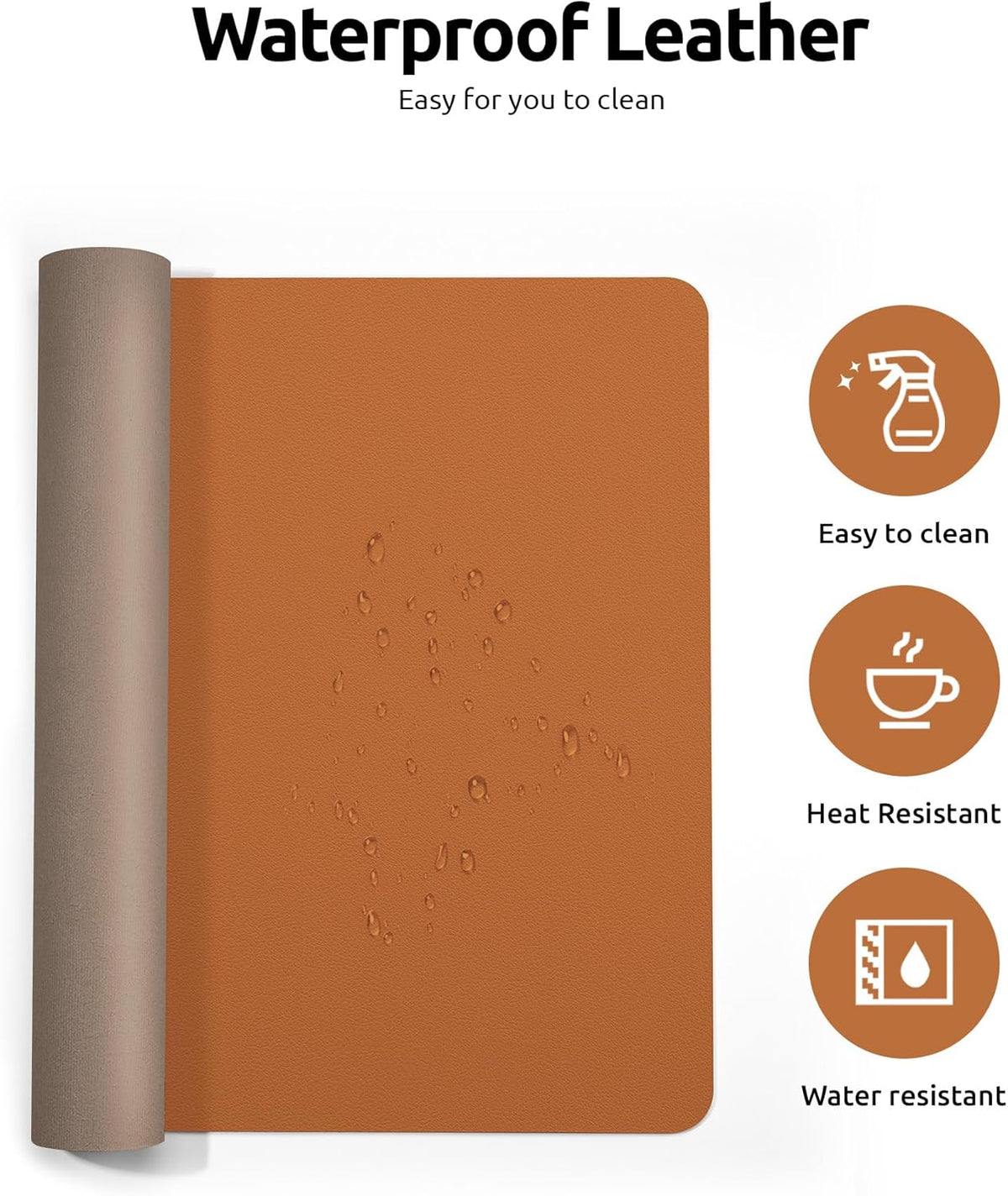 YSAGi Leather Desk Protector, Office Mat, Large Mouse Mat, Non-Slip PU Leather Blotter, Laptop Desk Mat, Waterproof Writing Pad for Office and Home (Brown, 35.4" x 17")