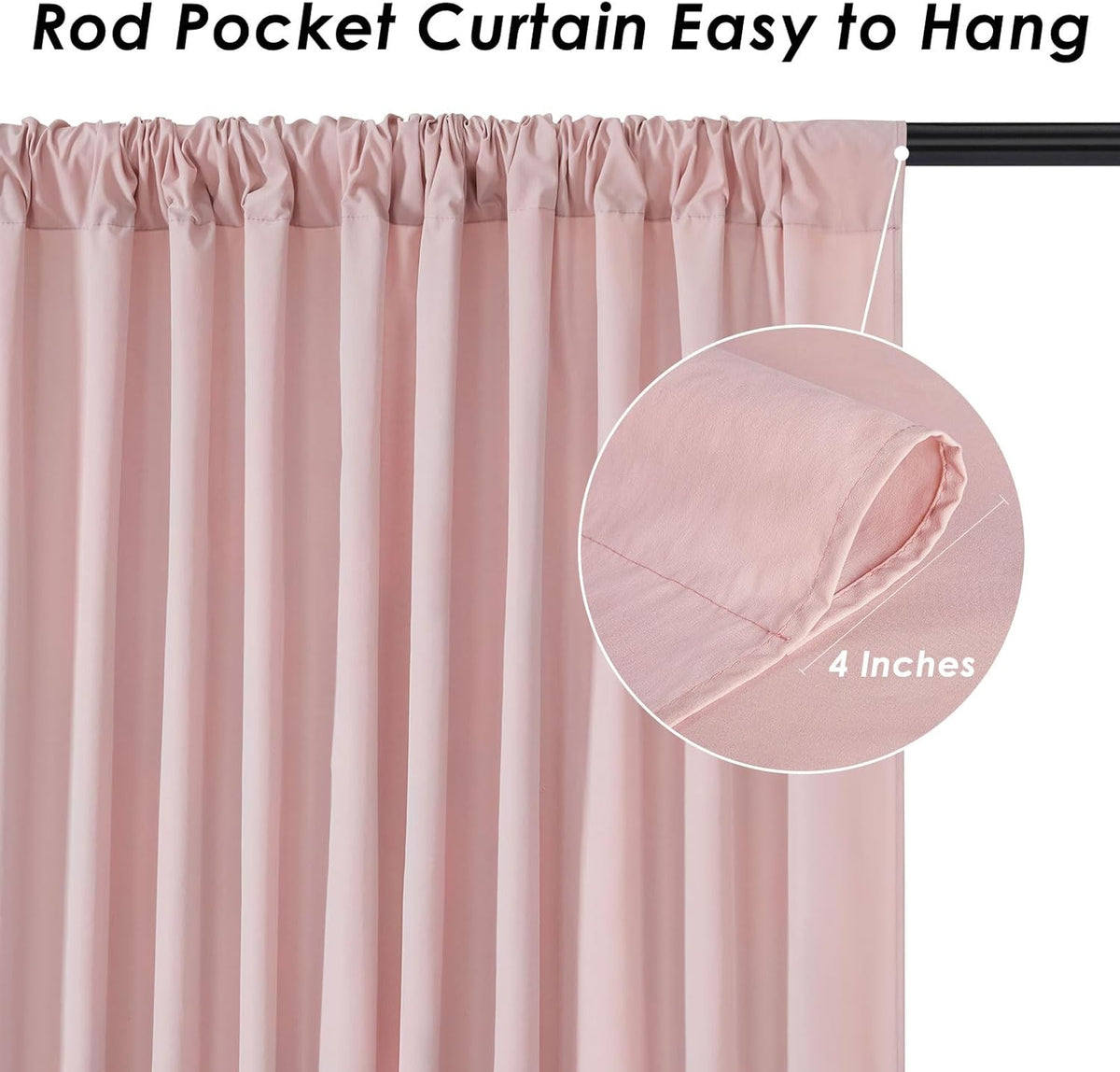 Dusty Rose Polyester Backdrop Curtains: 30ft x 10ft Photography Backdrop Drapes - for Baby Shower Birthday Party Decorations