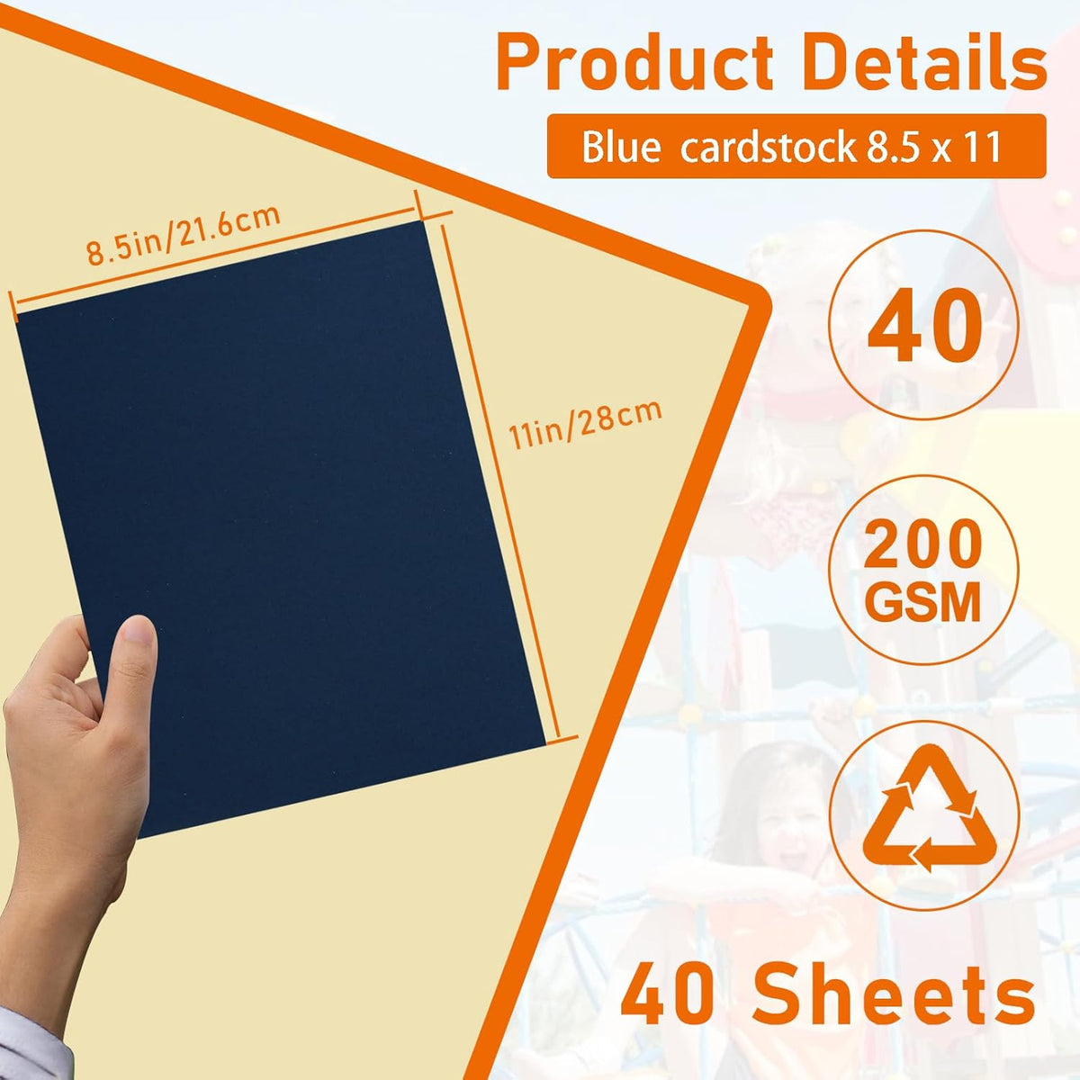 40 Sheets Navy Blue Cardstock 8.5 x 11 Craft Paper, 75lb Heavyweight Construction Paper Card Stock for Wedding Invitations, School Crafting, Memus, Making Cards, Greeting Cards