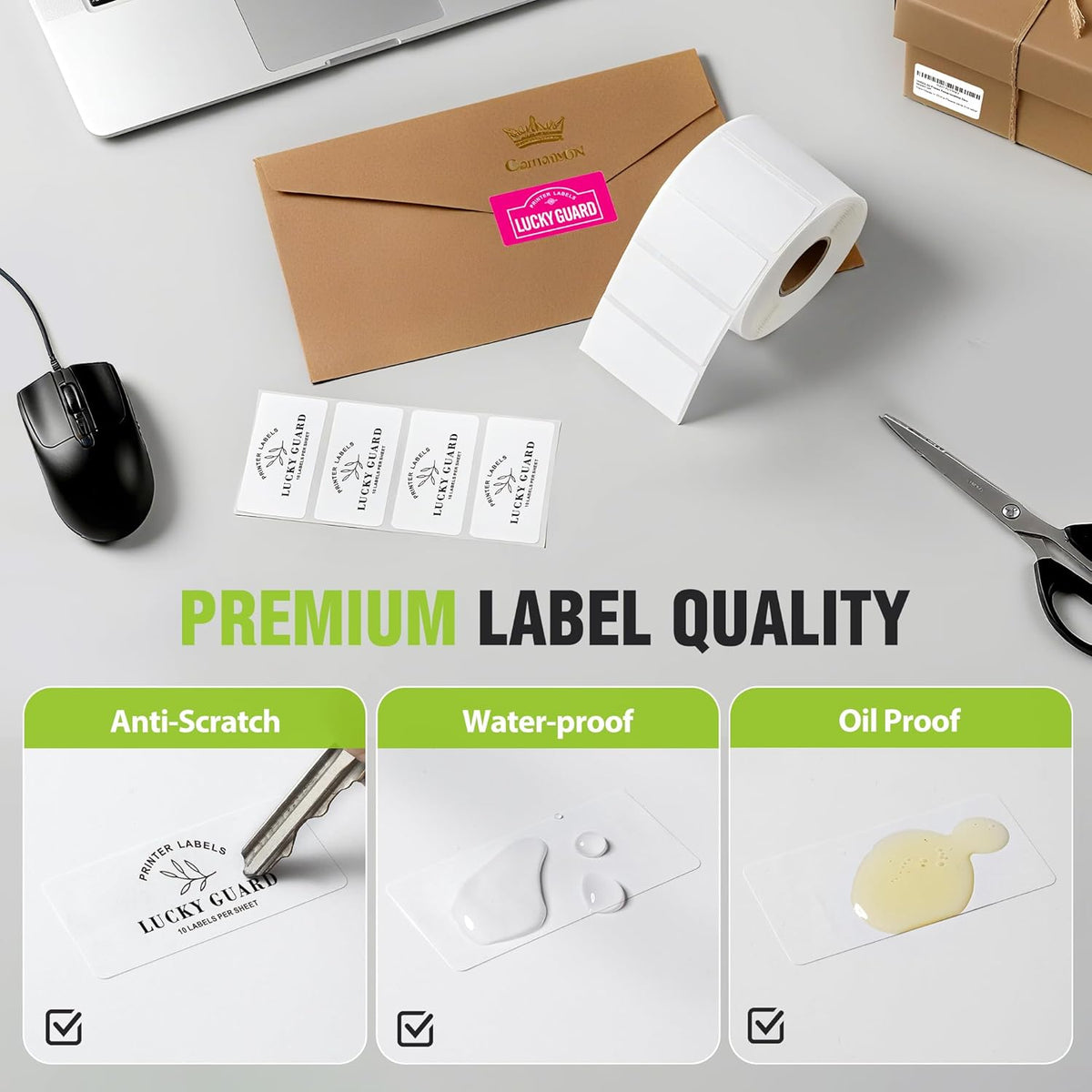 2"x 1" Direct Thermal Labels-Perforated Barcodes, Shipping Label Paper, Compatible with Zebra & Rollo Printers（12 Rolls，1000 Labels/Roll）