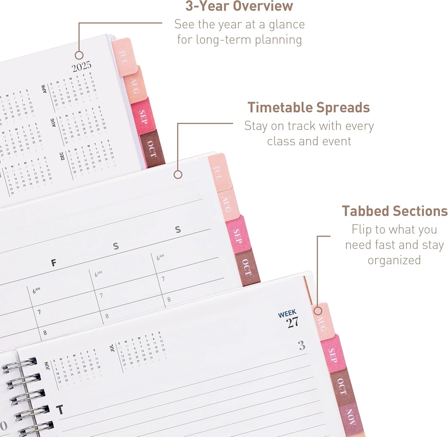 Rileys Academic Planner 2025-2026, Daily, Weekly & Monthly Planner, July 2025 - June 2026, Student Notes Pages, Twin-Wire Binding, Weekly Agenda for School & Work (8 x 6-Inches, Blue, Typographic)