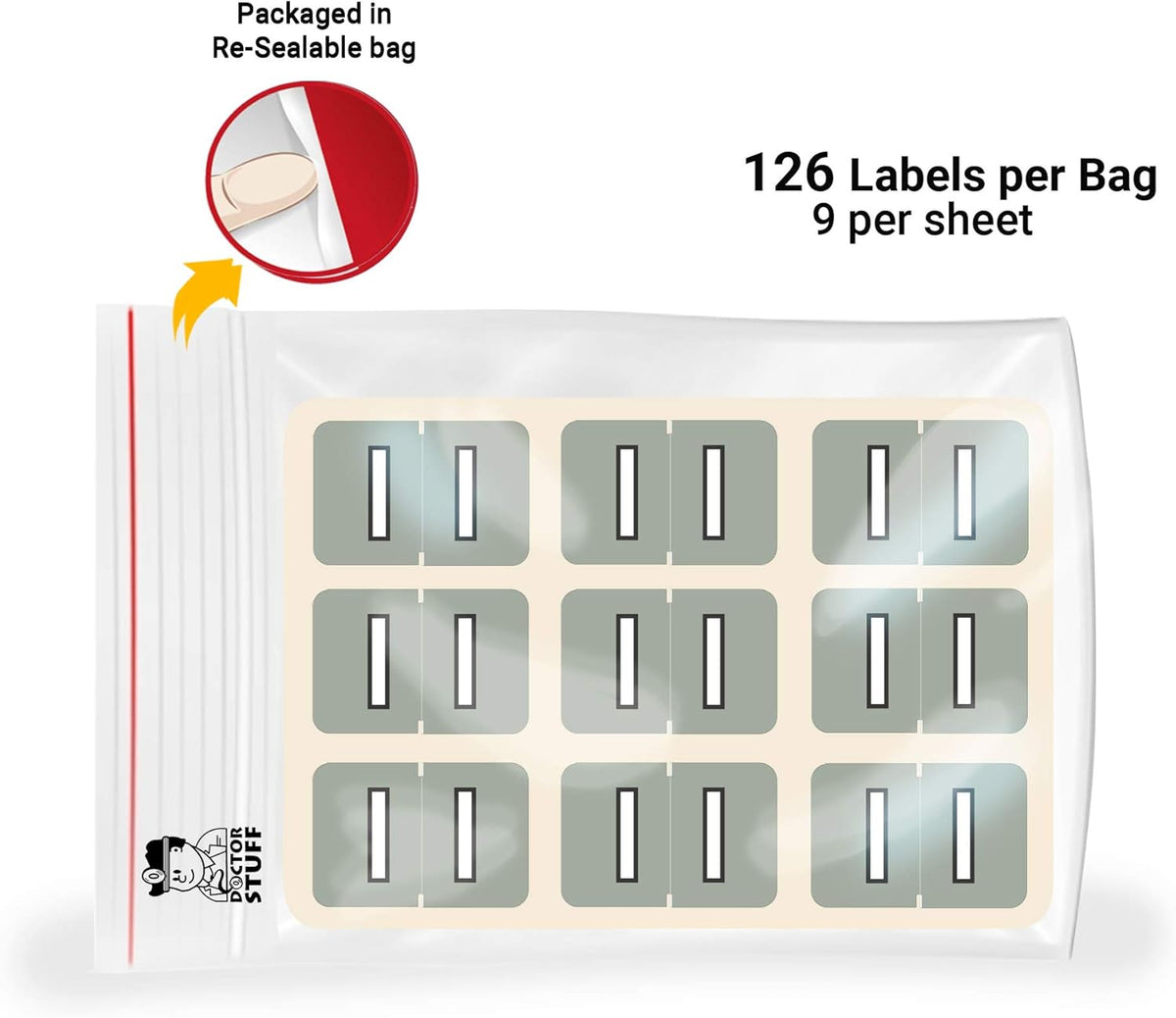 Doctor Stuff - File Folder Labels, Alphabet Letter I, Barkley/Sycom FABKM - BRAM Series Compatible Alpha Stickers, Gray, 1" x 1-1/2", 126 Labels/Package