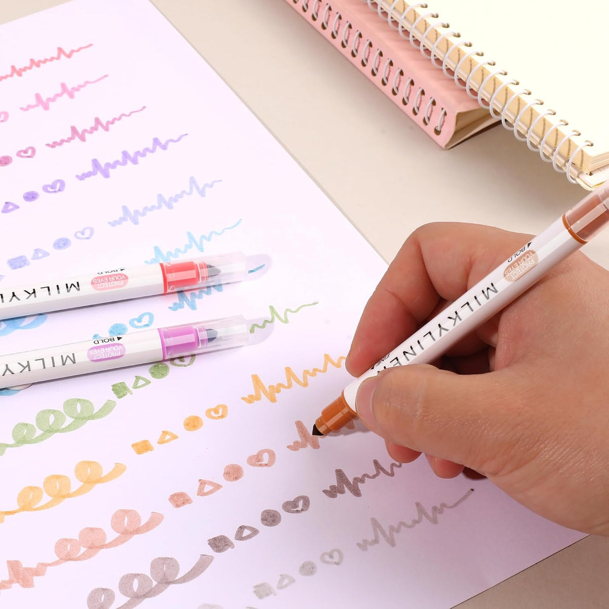 Pastel Highlighters Set, 24 Unique Retro Colors, Highlighters Assorted Colors, Quick Dry Dual tip and Fine Tip No Bleed Highlighter Markers for Bible Journals Planners Books Notes