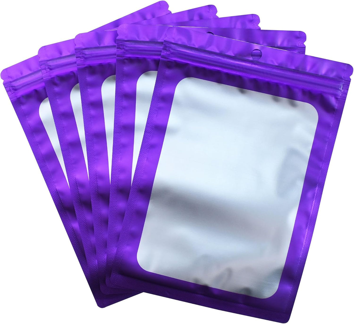 Resealable Mylar Pouch Bag Great for Office Home Party Favor Food Storage (100PCS, Purple Color, 3.5 x 6.3 inch)