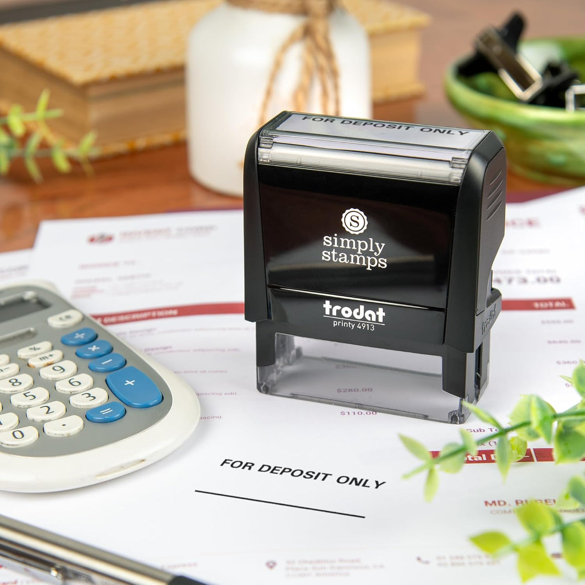 for Deposit Only Office Stamp | 4 Different Sizes | 20 Designs | Multiple Color Options | Perfect for Quick Validation of Office Documents (for Deposit Only, Large)