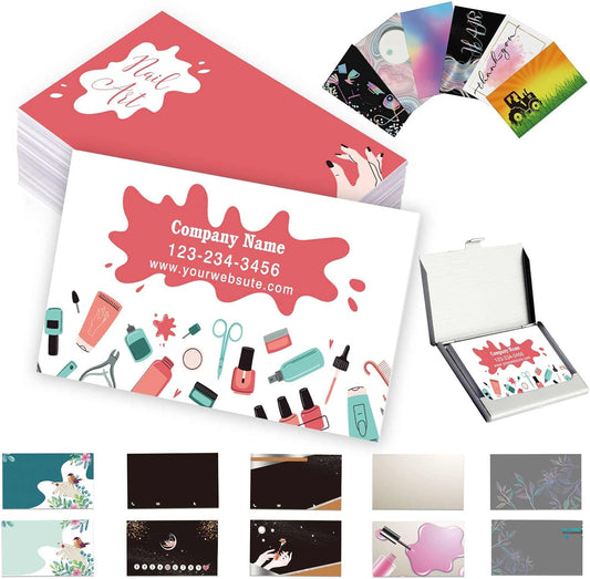 Custom Business Cards Customized with Logo Text Personalized Nails Artist Template Business Cards 1000 500 200 100 Printable Double Sided 3.5"x 2" Waterproof Business Cards for Small Business