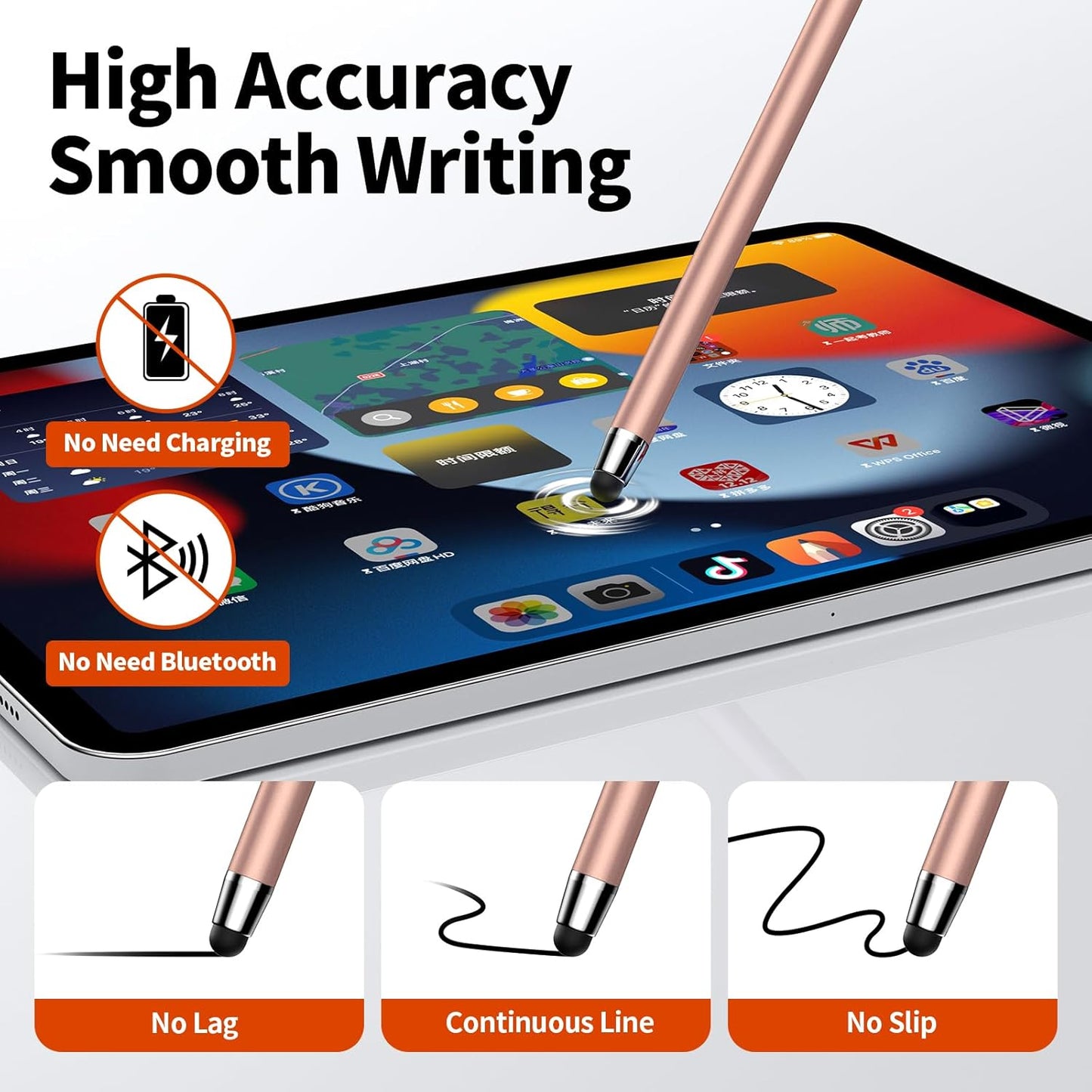 10 PCS Stylus,Stylus Pen for Touchscreen,Stylus 2-in-1 High Sensitivity & Precision Suitable for Touch Screens of iPhone/ipad/Android Tablets(10 Stylus Pen Rose Gold/Black + 20 Tips)