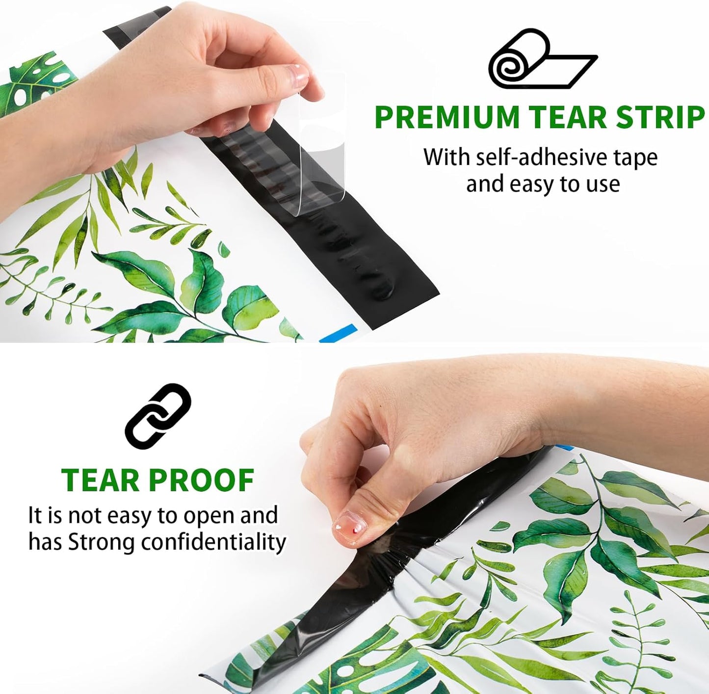 Oududianzi Poly Mailers 10x13, 100 Pack Thank You Shipping Bags, Mailing bags, Mailers Poly Bags for shipping, Shipping Envelopes, Packaging Bags for Shipping - Green leaf