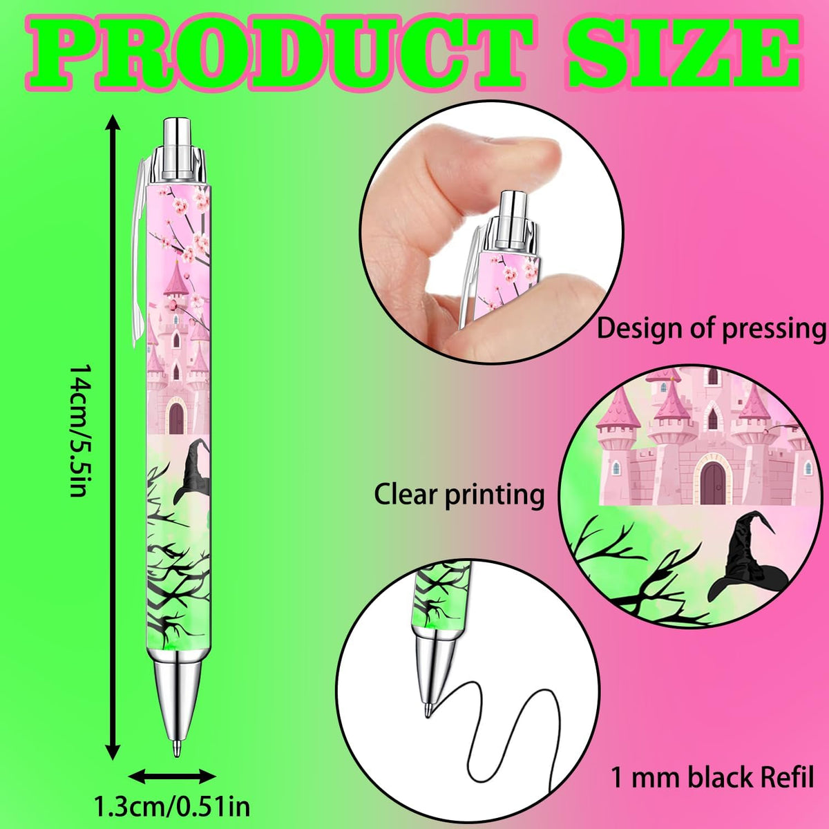 Princess and Witch Pens Set – Magical Fantasy-Themed Ballpoint Pens for Girls, Students, and Stationery Lovers – Smooth Writing Pens for School, Journaling, or Gifts – Enchanting Design, 8 Pack