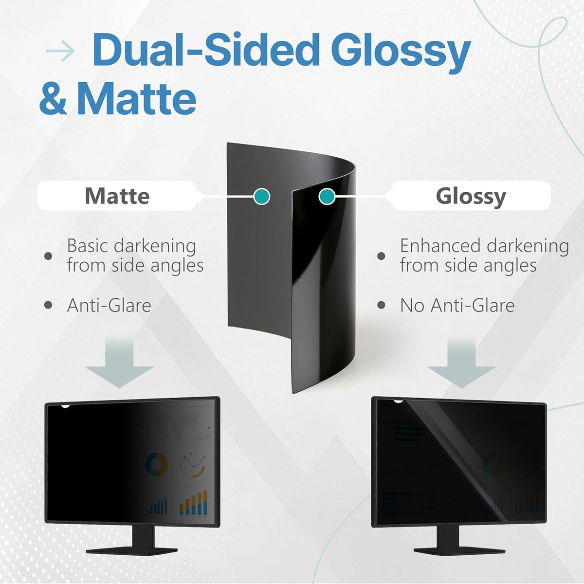 VINTEZ [2 Pack] 24 Inch 16:9 Privacy Screen for Computer Monitor and Laptop - Anti Glare Protector Film Blue Light Filter Eye Protection - Computer Screen Privacy Shield