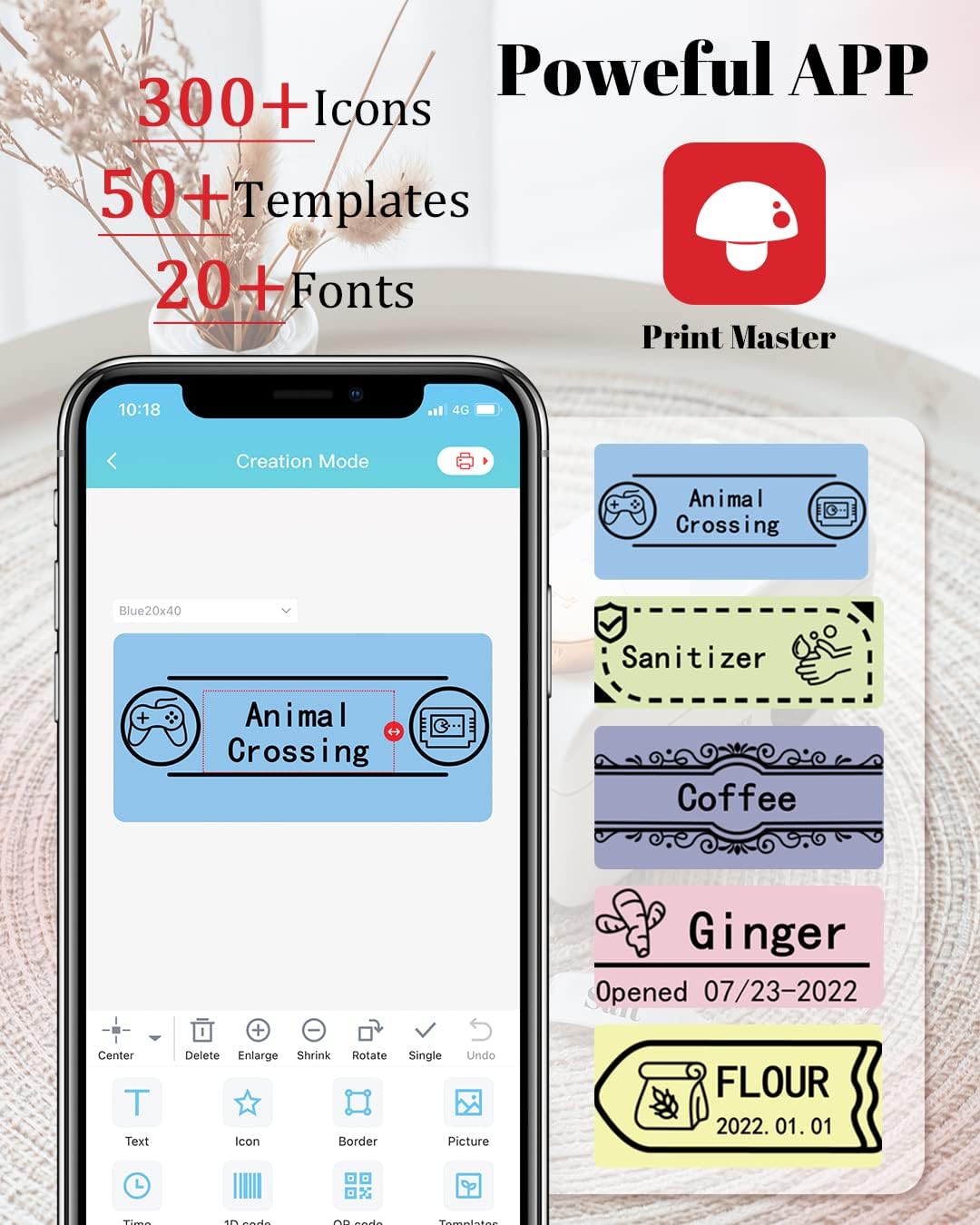 Phomemo Large Label Maker D50 for 3/5" to 9/10" Tape Portable Bluetooth Label Maker Machine, for Address,Organization,Office,Home, USB Rechargeable,Support iOS & Android