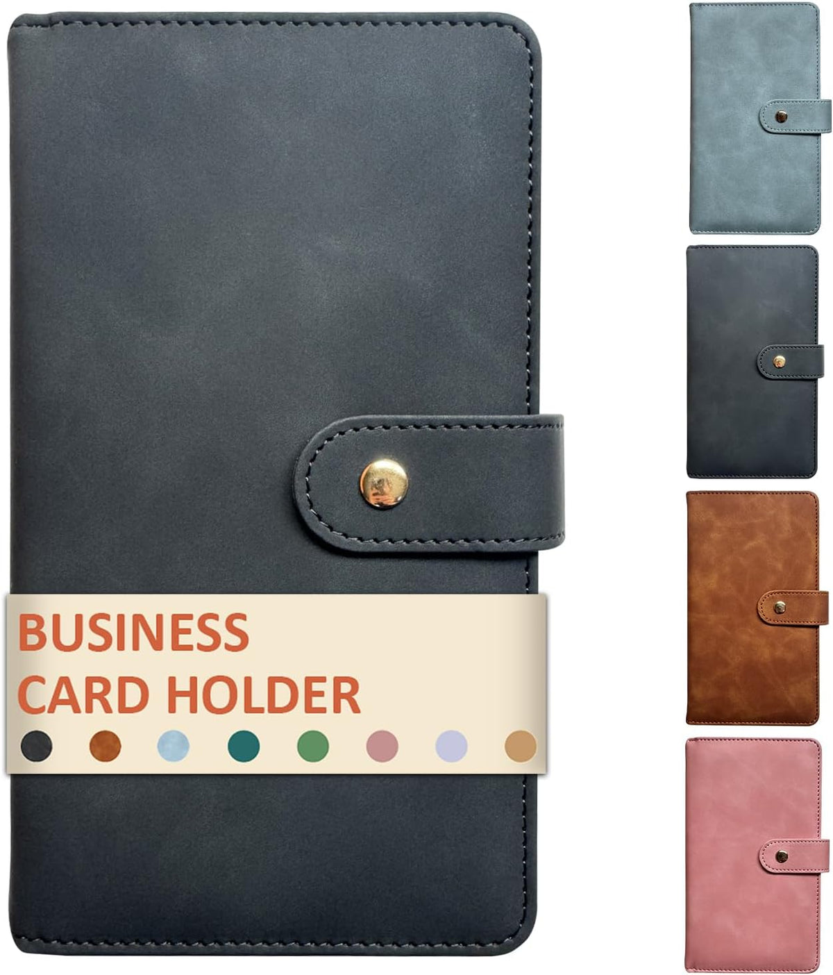 Leather Professional Business Card Holder Book Organizer, 240 Card Slots Capacity Booklet, Premium PU Name Cards Storage Folder with Soft Cover, Credit Card Binder Holder for Men/Women (Light black)