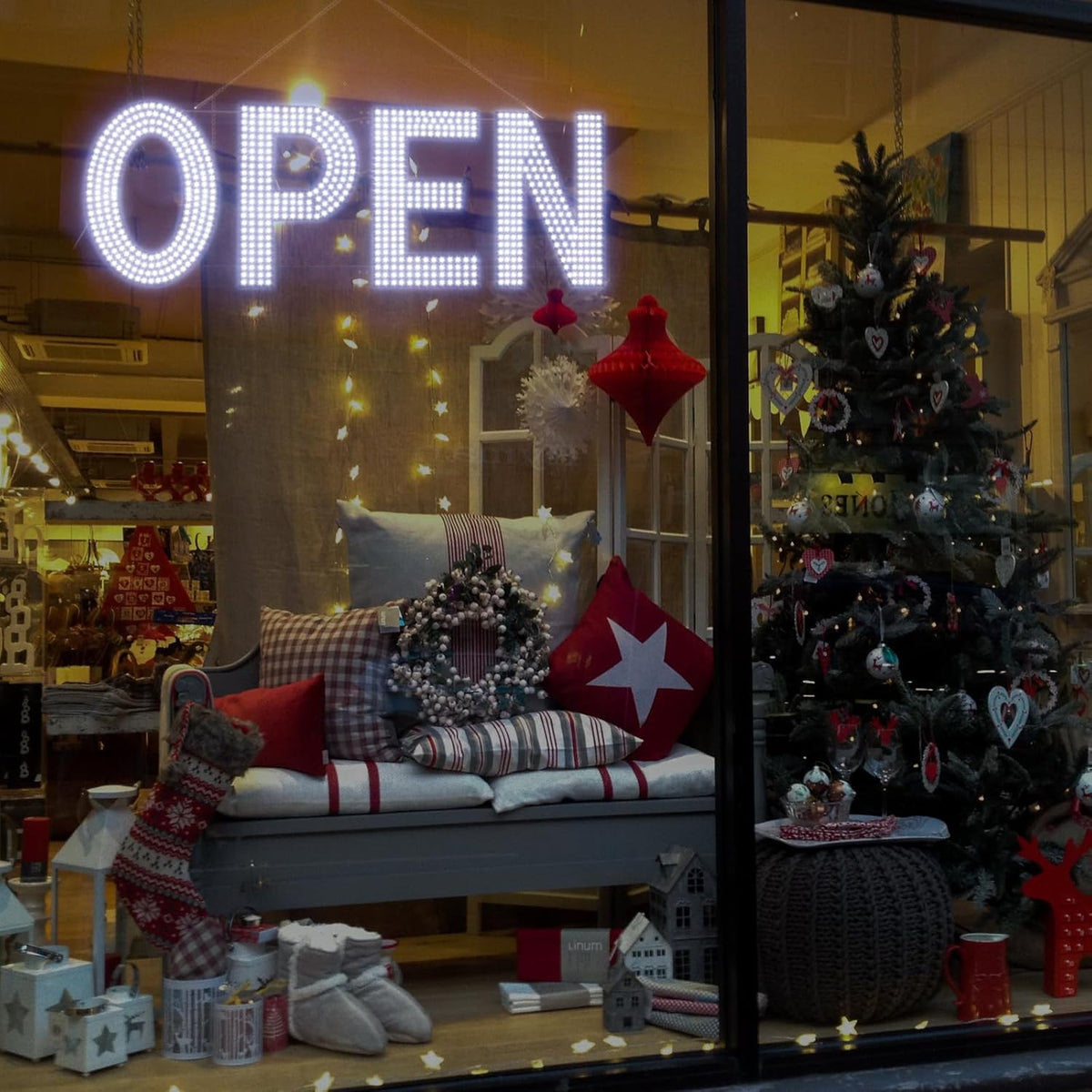 LED Open Signs for Business, 40"x14" Dimmable Large LED Open Light Up Sign with Hanging Installation for Salon Gym Cafes Store Office Bar Hotel Pubs (Cold White)