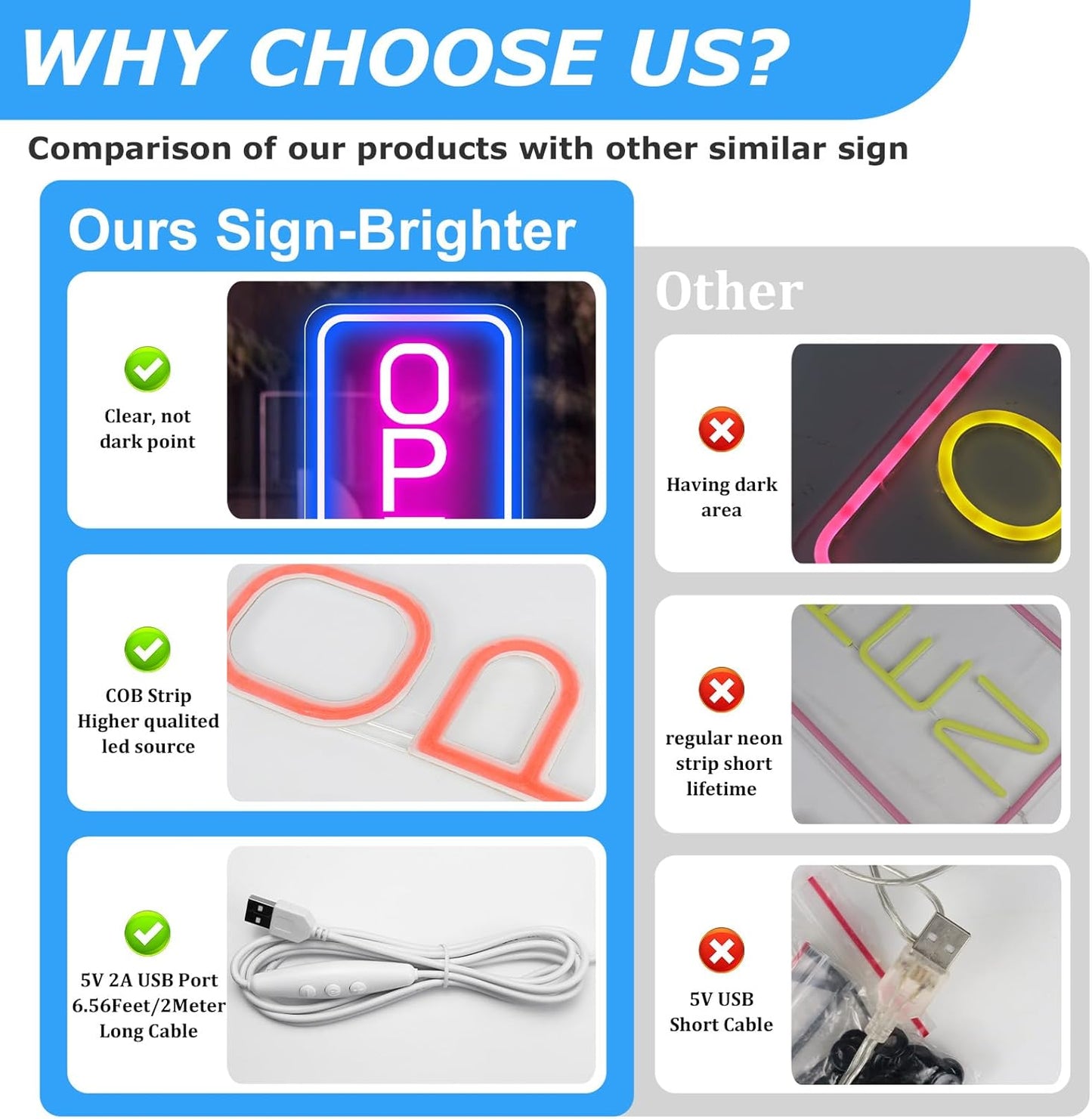 Neon Open Signs for Business, 16''x 9'' LED Open Sign, Super Bright Open Neon Sign (Blue&Pink), with ON/OFF Switch & Adapter, Neon Light Up Sign for Window Party Wall Bars Coffee Club Hotel