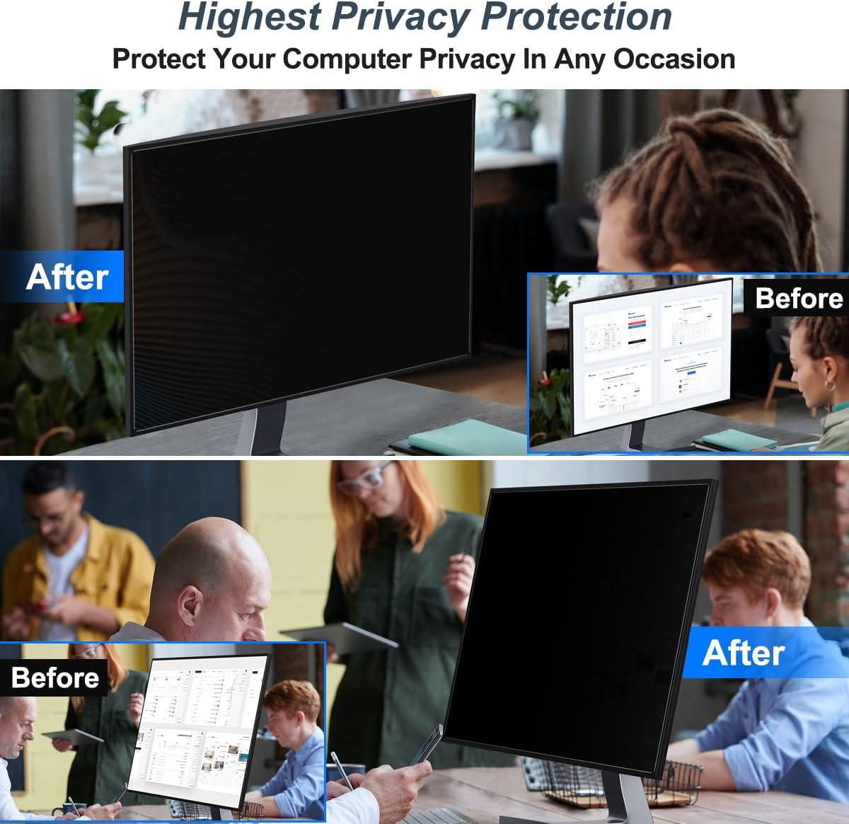 [2-Pack] 20 Inch Privacy Screen for Monitor Computer Screen Privacy Filter for 16:9 Widescreen Monitor Desktop PC Monitor Privacy Film Monitor Privacy Shield and Anti-Glare Protector