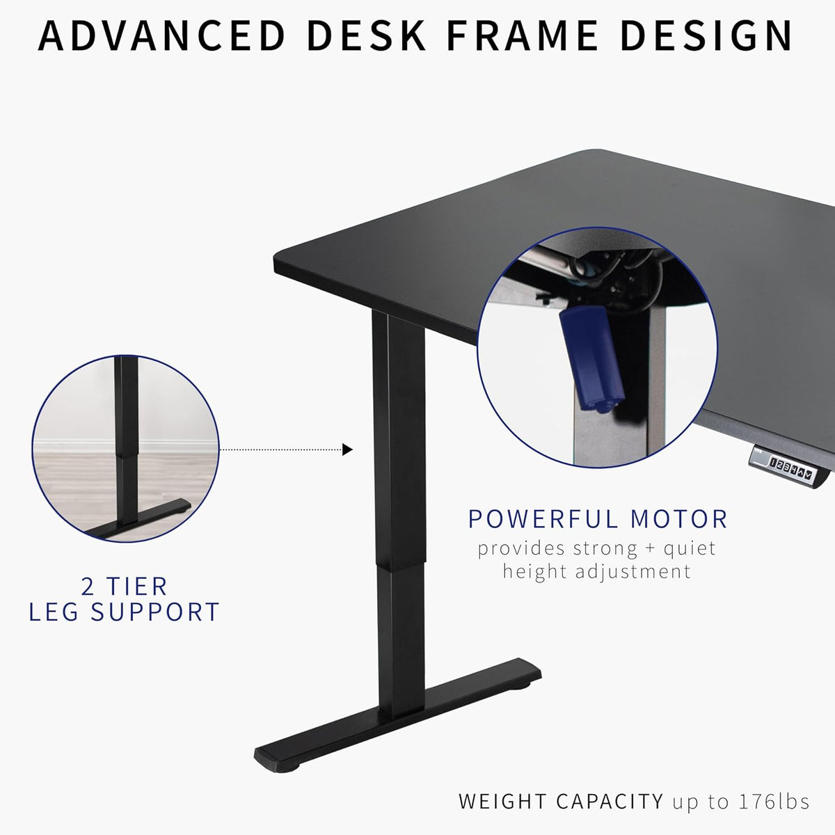 VIVO Electric 48 x 30 in Standing Desk, Memory Height Adjustment, 1B Series, One-Piece White Top, Black Frame, DESK-KIT-1B5W