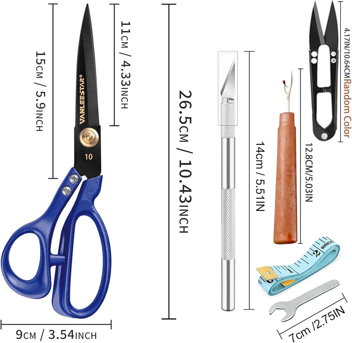 Fabric Scissors 10'' Dressmaker Shears - Professional Grade Dressmaker Shears, Sharpest Sewing Scissors for Denim, Leather, Sewing, Embroidery and Crafts, etc