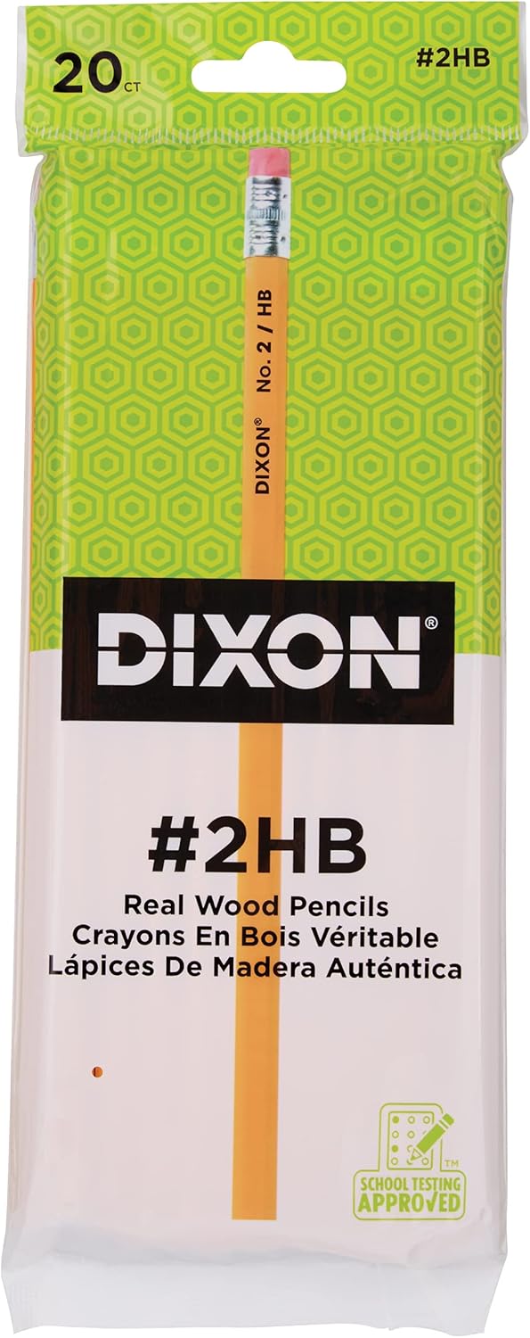 Dixon No. 2 Yellow Pencils, Wood-Cased, Black Core, 20-Pack (14420)