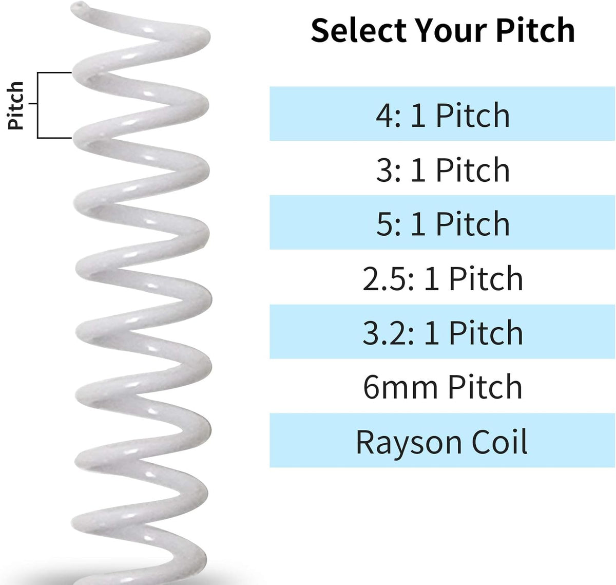 Rayson 3/4" Plastic Spiral Binding Coil, 160 Sheets Capacity, 4:1 Pitch 19mm White Coil Binding Spines for Business and Educational Purposes, Pack of 50