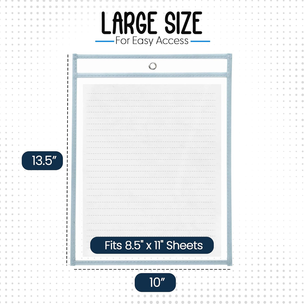 Essex Wares - 6 Pack, Light Gray, Water-Resistant Dry Erase Pocket Document Protectors, 10" Wide x 13.5" Tall - Dry Erase Clear Plastic Sleeves - Reusable & Easy Erase Plastic Invoice Holders