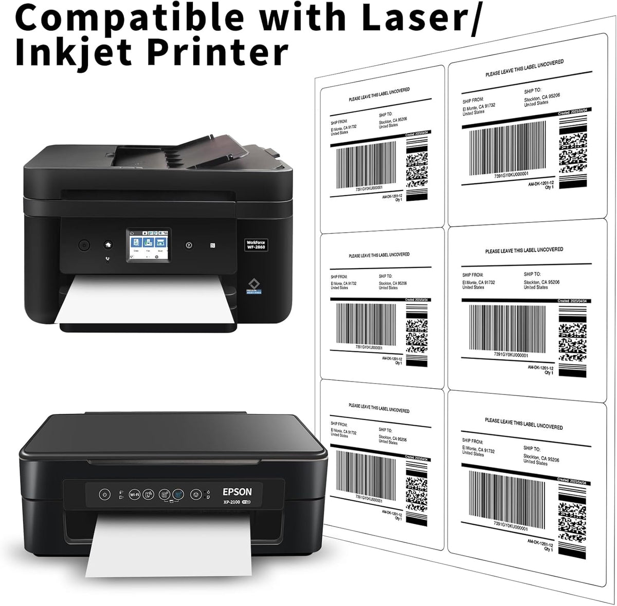 200 Sheets 1200 FBA Box Labels, 3-1/3" x 4" 6 Up Shipping Address Labels for Laser & Inkjet Printers, Product Labels, 6 per Page Printable Mailing Label - Matte