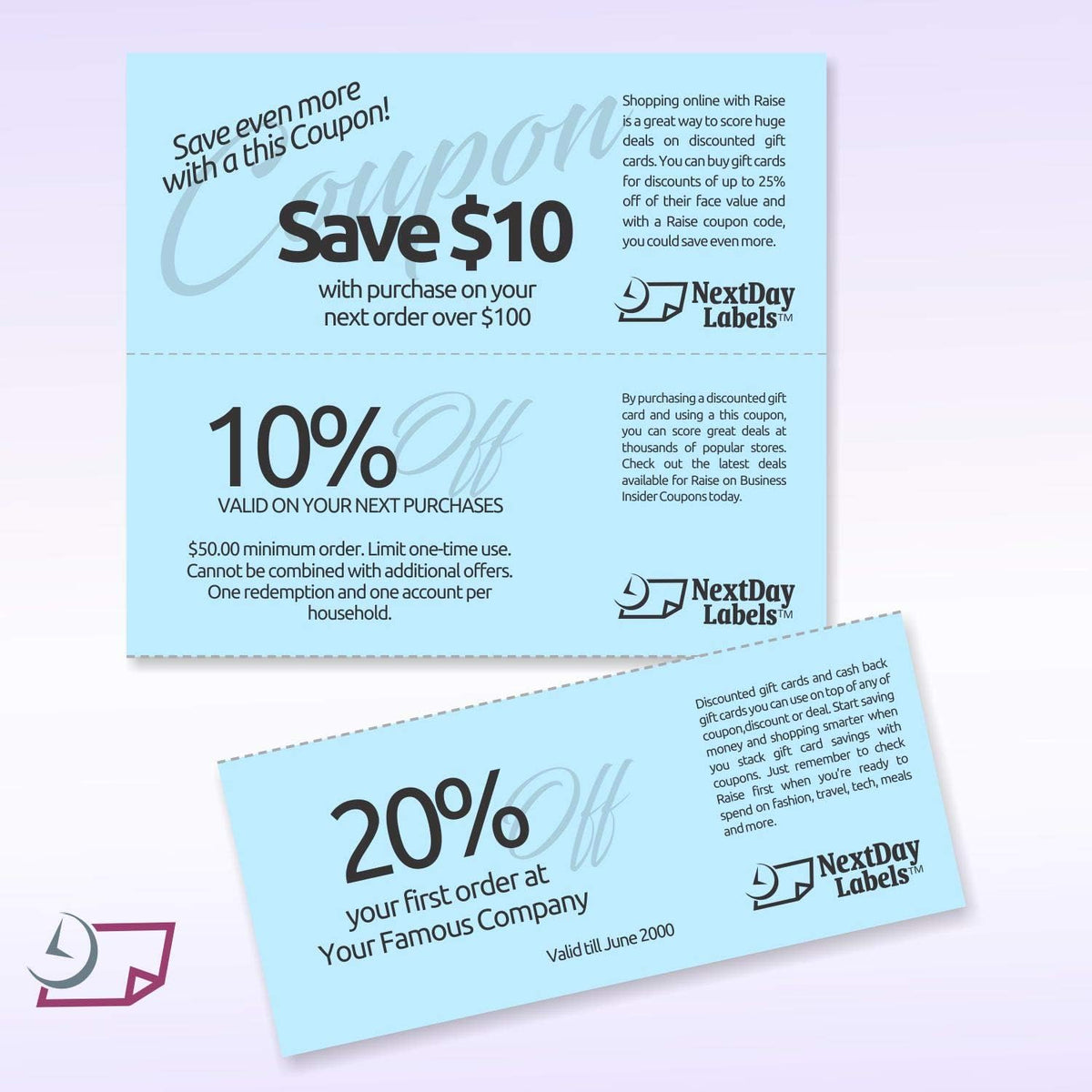 NextDayLabels - Pack of 500 Sheets, 8-1/2 x 11" Letter Size Perforated Paper (Blue, Perf @ 3-2/3" and 7-1/3")
