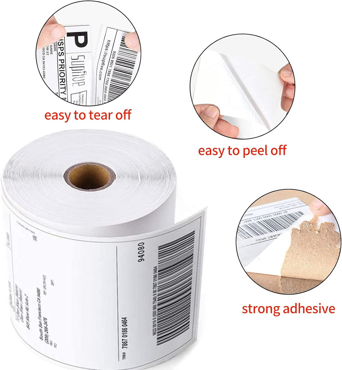 Thermal Labels 4x6 Roll - 500 Direct Thermal Perforated Postage Shipping Labels for Rollo, Zebra, MUNBYN and Polono Printers (NOT for DYMO)
