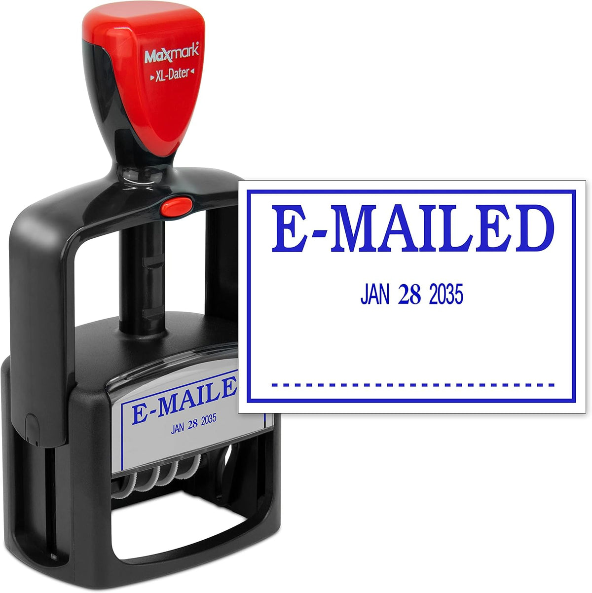 MaxMark Heavy Duty Style 3 Date Stamp with E-MAILED self Inking Stamp - Blue Ink