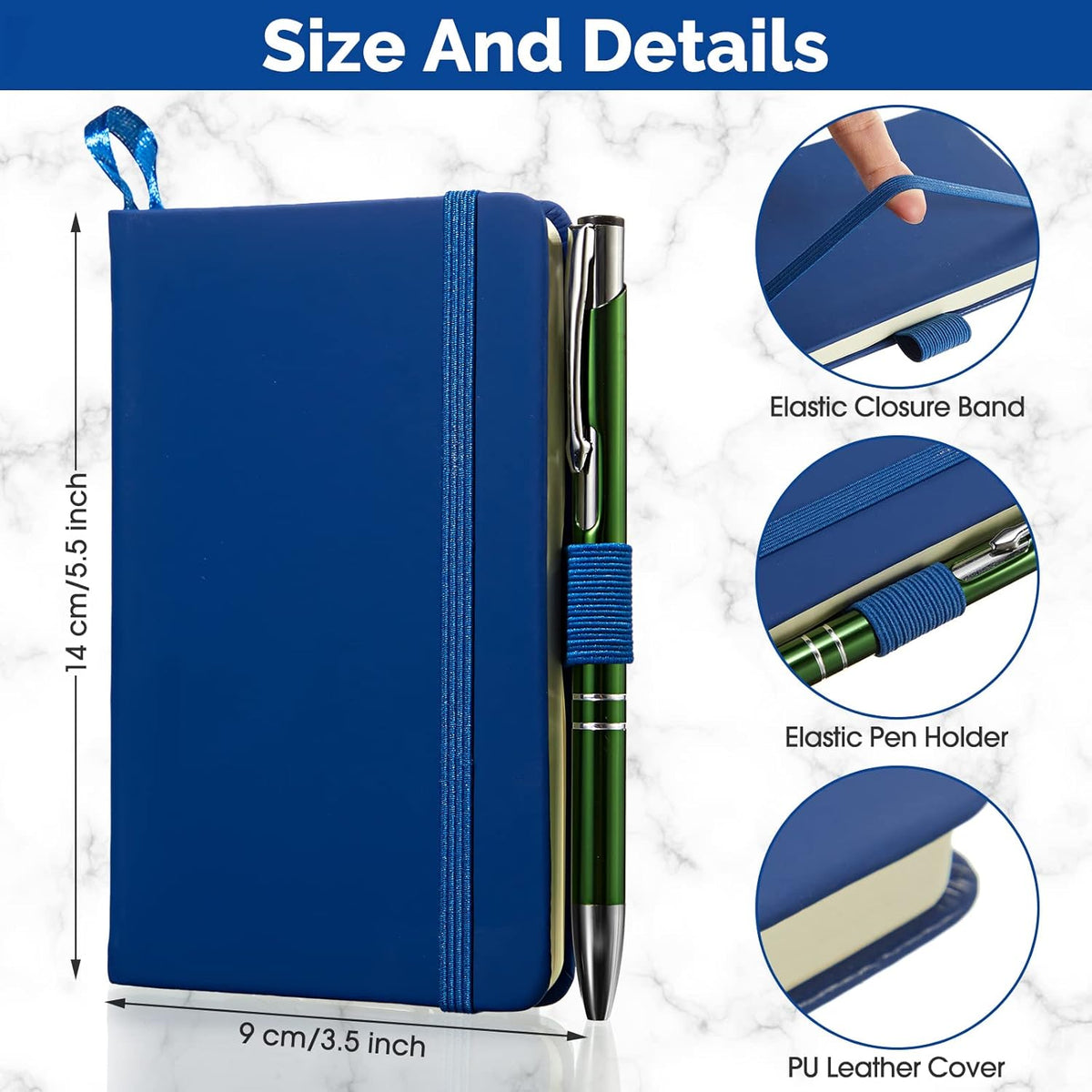 40 Pack Pocket Notebook Journals A6 Mini Hardcover Journal PU Leather Lined Notebooks 3.5 x 5.5 Inch Small College Ruled Notepad With Pen Holder for Writing Office School Supplies(Mixed Color)