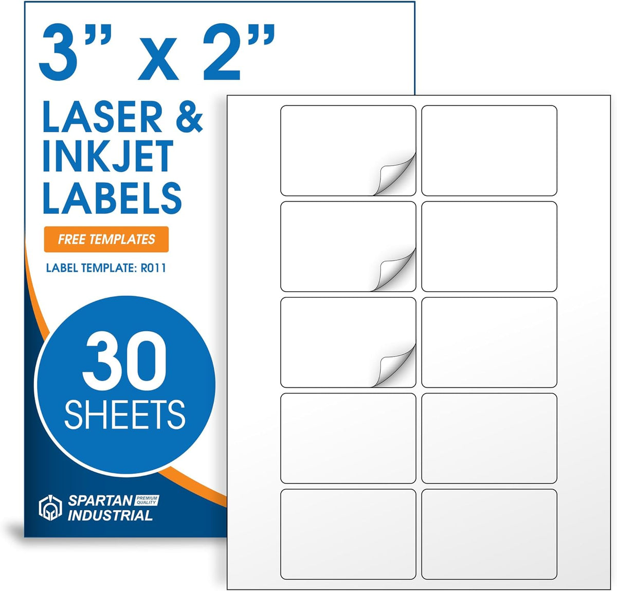 3" X 2" Matte White Shipping Labels Compatible with Inkjet and Laser Printers - 30 Sheets, 300 Total Paper Stickers for Mailing, Product Labeling, and Organization - Spartan Industrial
