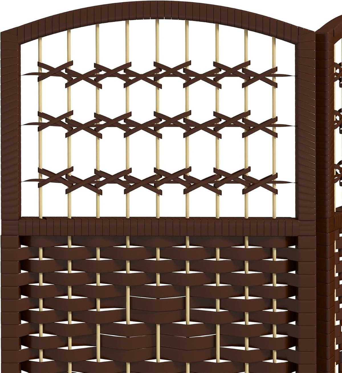 HOMCOM 6 Panel Room Divider, Folding Privacy Screen, 5.6' Room Separator, Wave Fiber Freestanding Partition Wall Divider, Brown