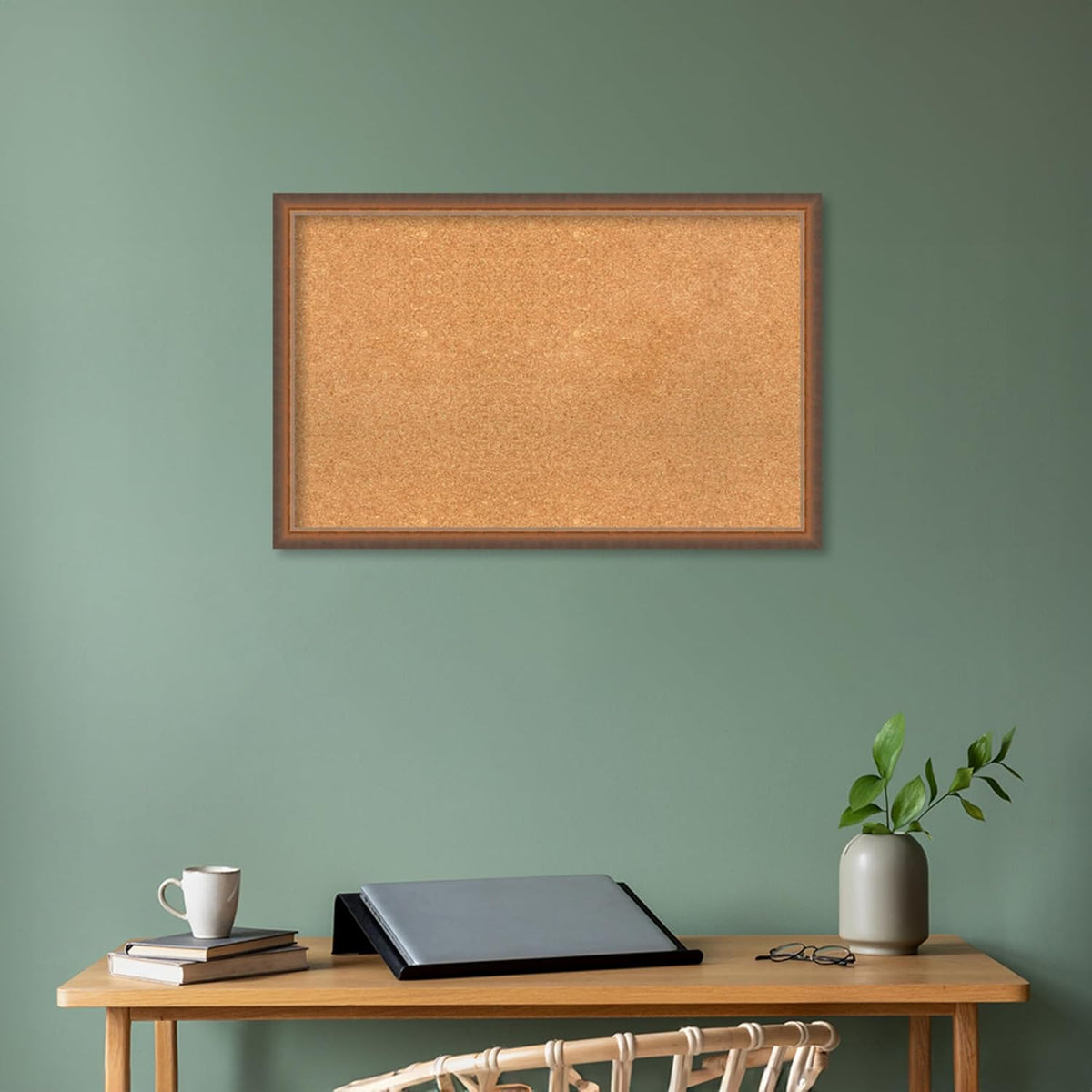 Amanti Art Natural Cork Board for Wall, 22x34 Vision Board with Bronze Frame, Large Corkboard Office Decor for Home Organization, Modern Corkboard Pinboard to Display Items for Home Organization in