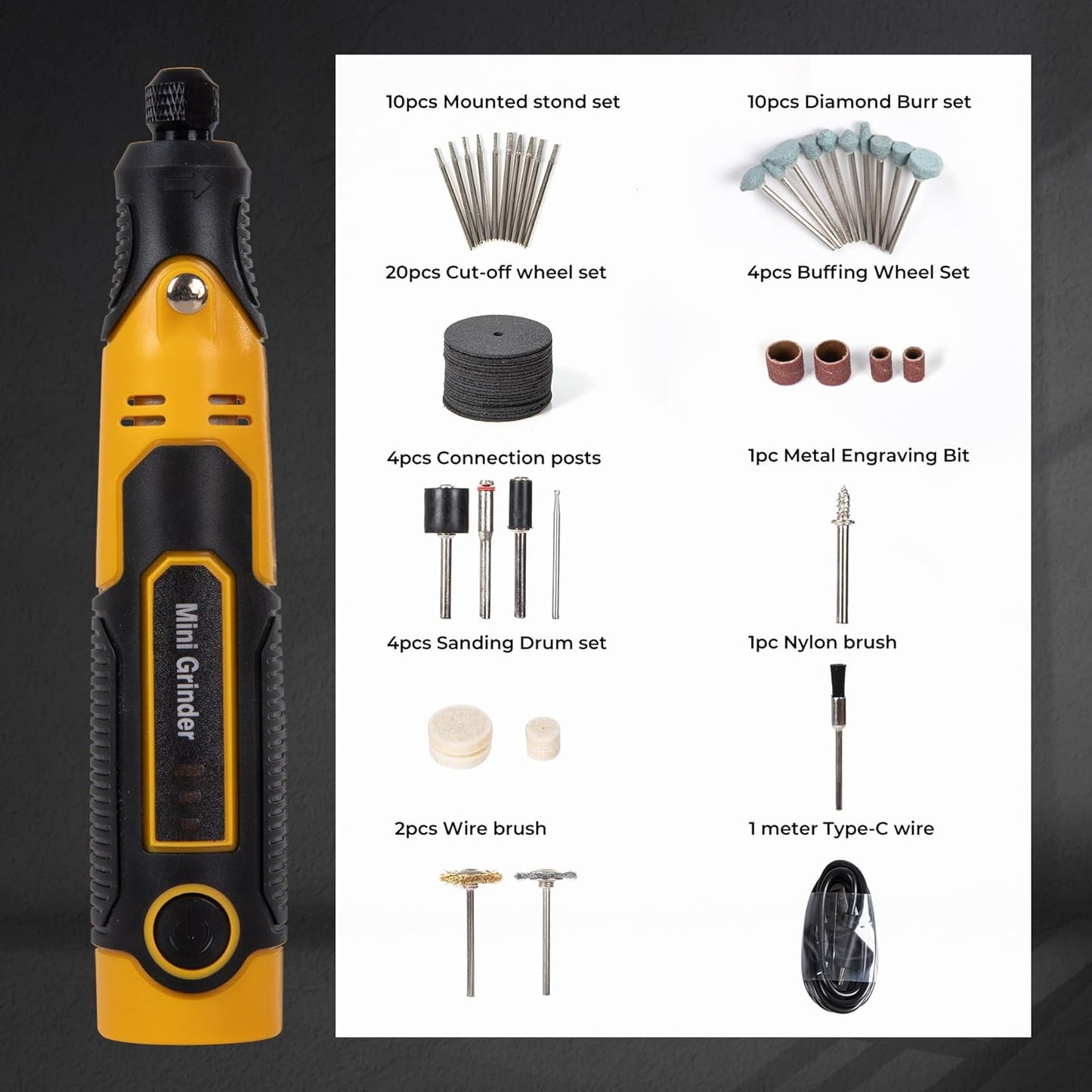 3.6V Mini Grinder Tool, Cordless Rotary Tool with Battery |55 Piece Accessory Kit (Diamond Burrs, Cut-Off Wheels, Buffing Wheels, Sanding Drums) for Engraving, Polishing, Cutting| Angle Grinder Set