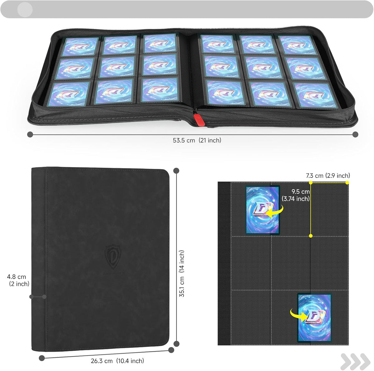 9 Pocket Card Binder,360 Pockets Trading Card Binder,Double Sided Pocket Collection Binder,Card Folder for MTG,TCG,Game Cards,Sport Cards,Black