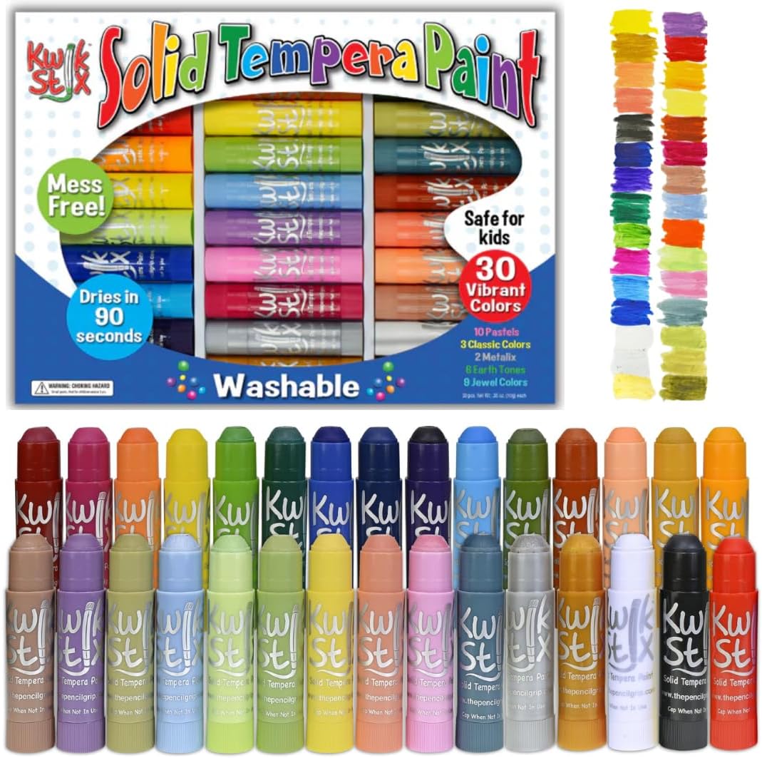 The Pencil Grip Tempera Paint, Art Set, Colors, 30 Count (Pack of 1), Assorted