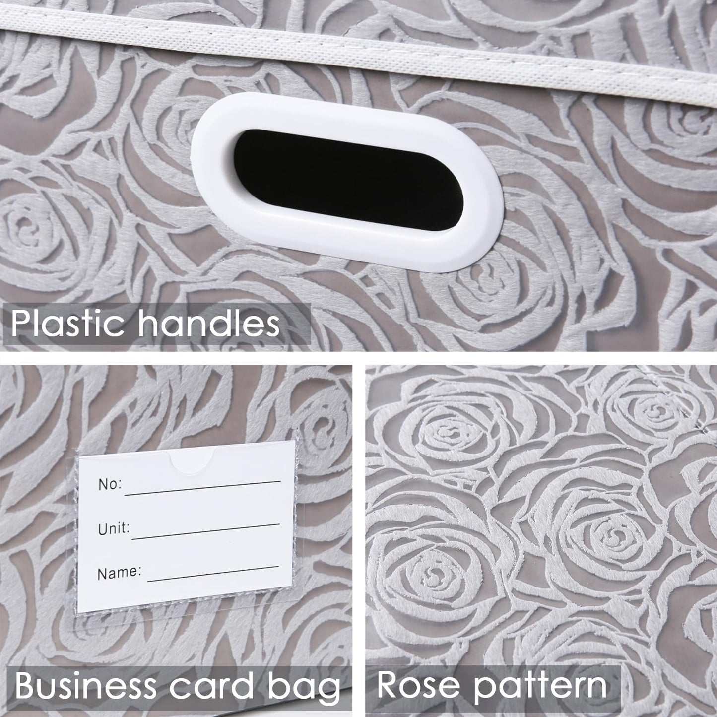 PRANDOM Extra Large Collapsible Storage Boxes with Lids Fabric Decorative Storage Bins Cubes Organizer Baskets with Cover Handles Divider for Bedroom Closet Living Room 19.7x15.7x11.6 Inch 3 Pack