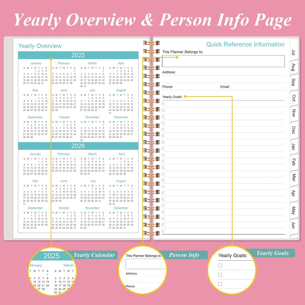 2025-2026 Appointment Book & Planner - Hourly Planner from July 2025 - June 2026, Weekly Appointment Book 2025-2026 with 30-Minute Interval, 6.4" x 8.5", Pink