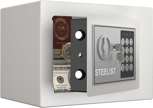 Small Safes for Home, Hotel Fire Safe, 0.23 Cubic Feet Personal Box for Money, Home Safes Water and Fireproof, Fireproof Safe for Cash, Digital Wall Safes for Office, Business