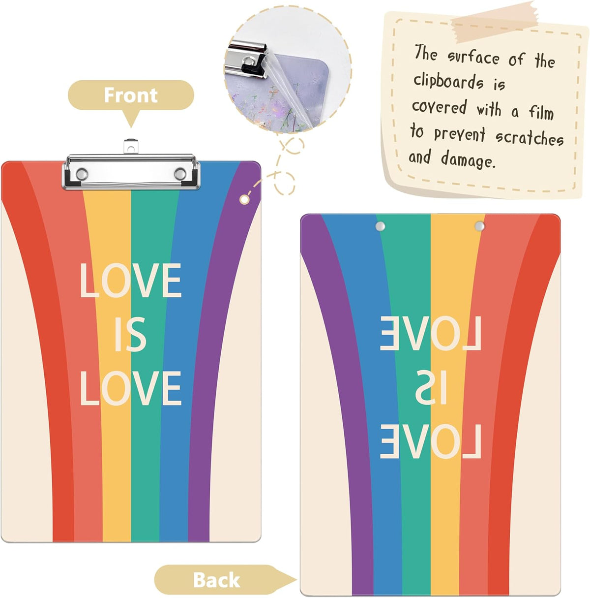 Rainbow Autism Plastic Clipboards,Decorative Plastic Acrylic Clipboard for Teacher Social Worker Students Office Supplies 8 * 12