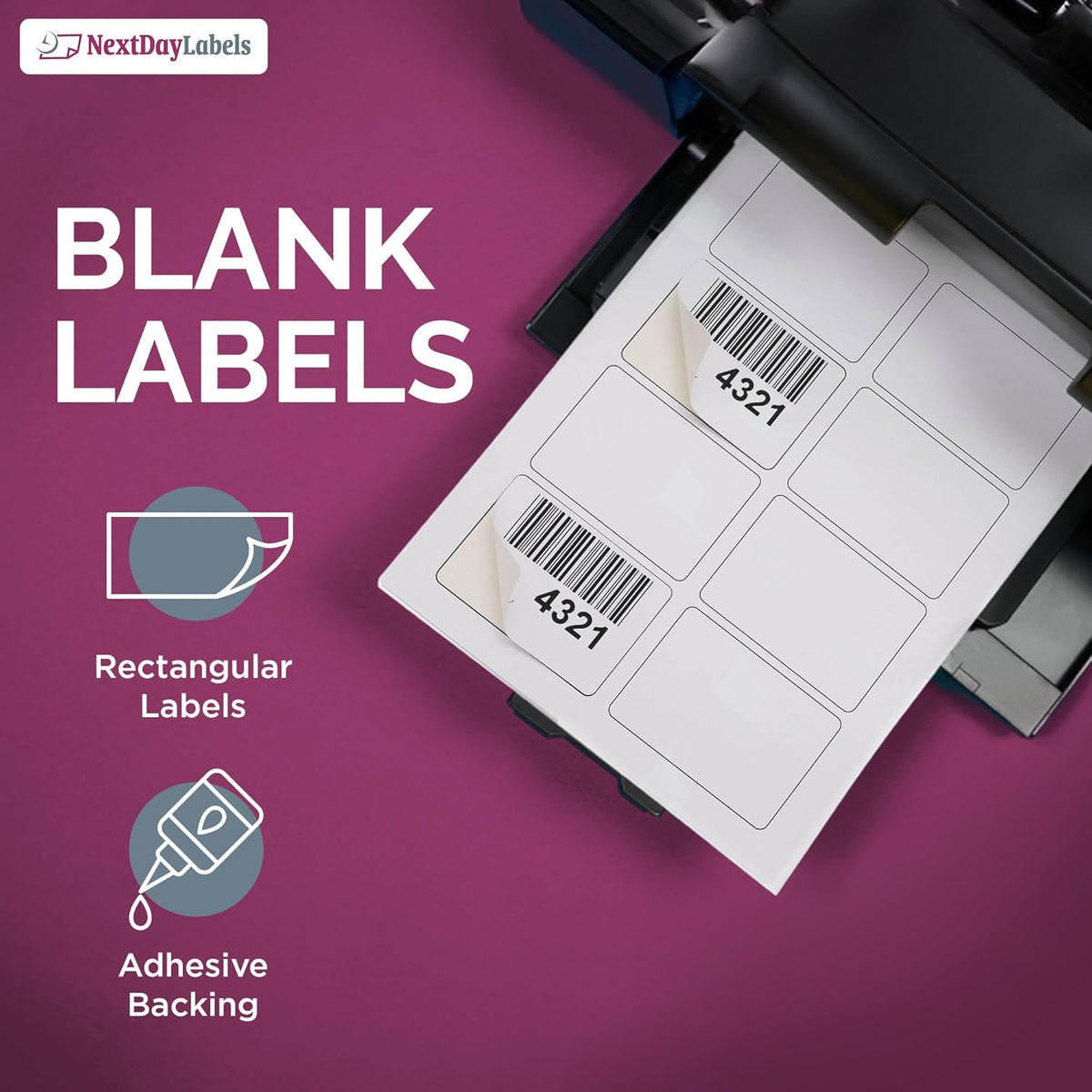 NextDayLabels – 3-3/8" x 2-1/3" Rectangular Sticker Labels for Printer - White Laser/Inkjet Printer Labels Return Address Labels Shipping Label Stickers (1000 Sheets, 8 Per Sheet, 8000 Labels)